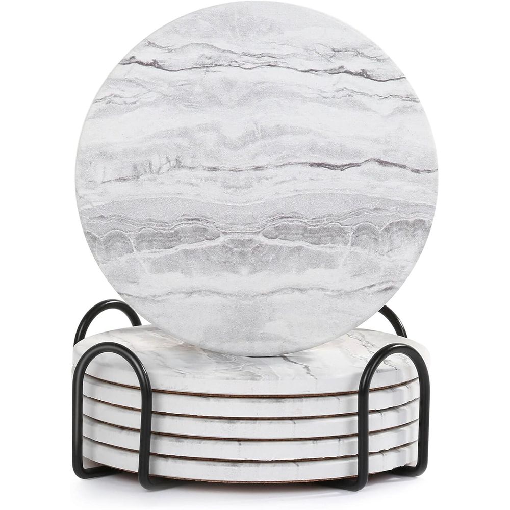 Marble Coaster Set - Set di 6 Sottobicchieri Assorbenti, Stile