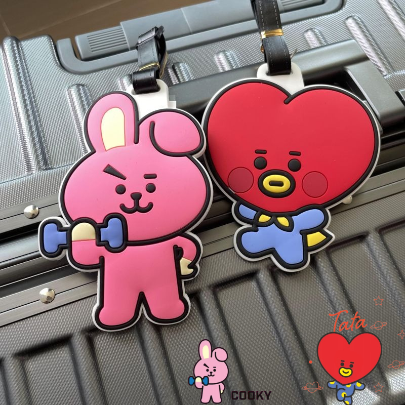 Travel Luggage Set - Portachiavi BT21 Cartoon Kawaii Unisex, Etichetta