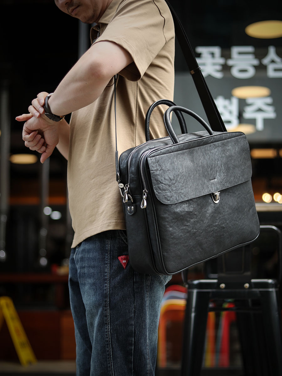 Leather Briefcase - Borsa da Uomo in Vera Pelle
