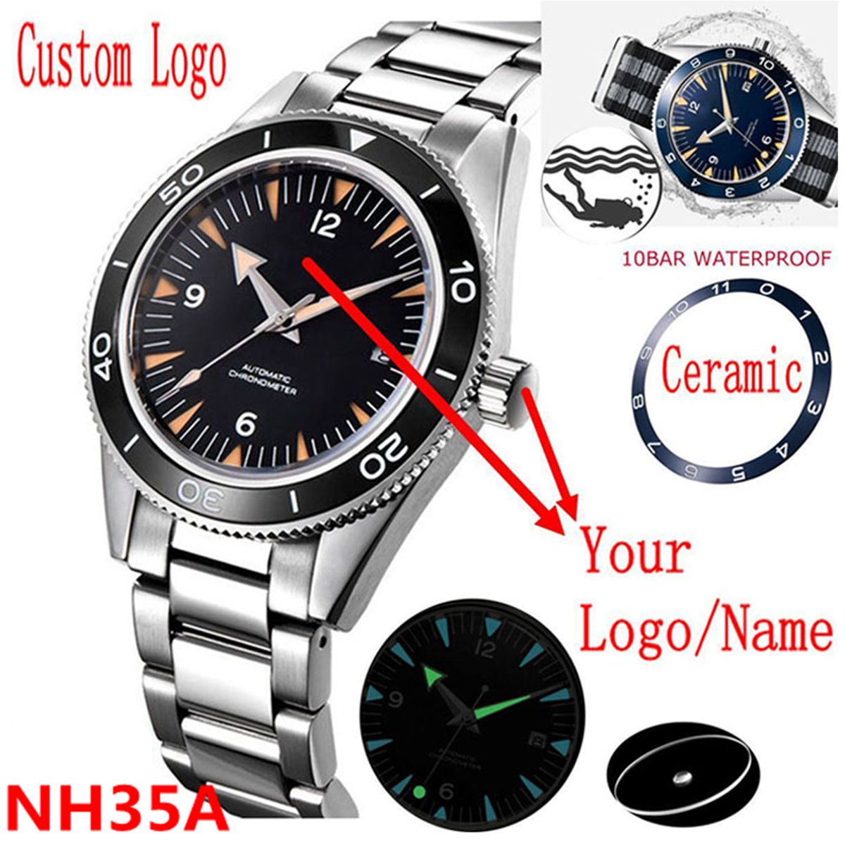Logo personalizzato NH35 Movim - Luxury Watch Men recensione e prezzo